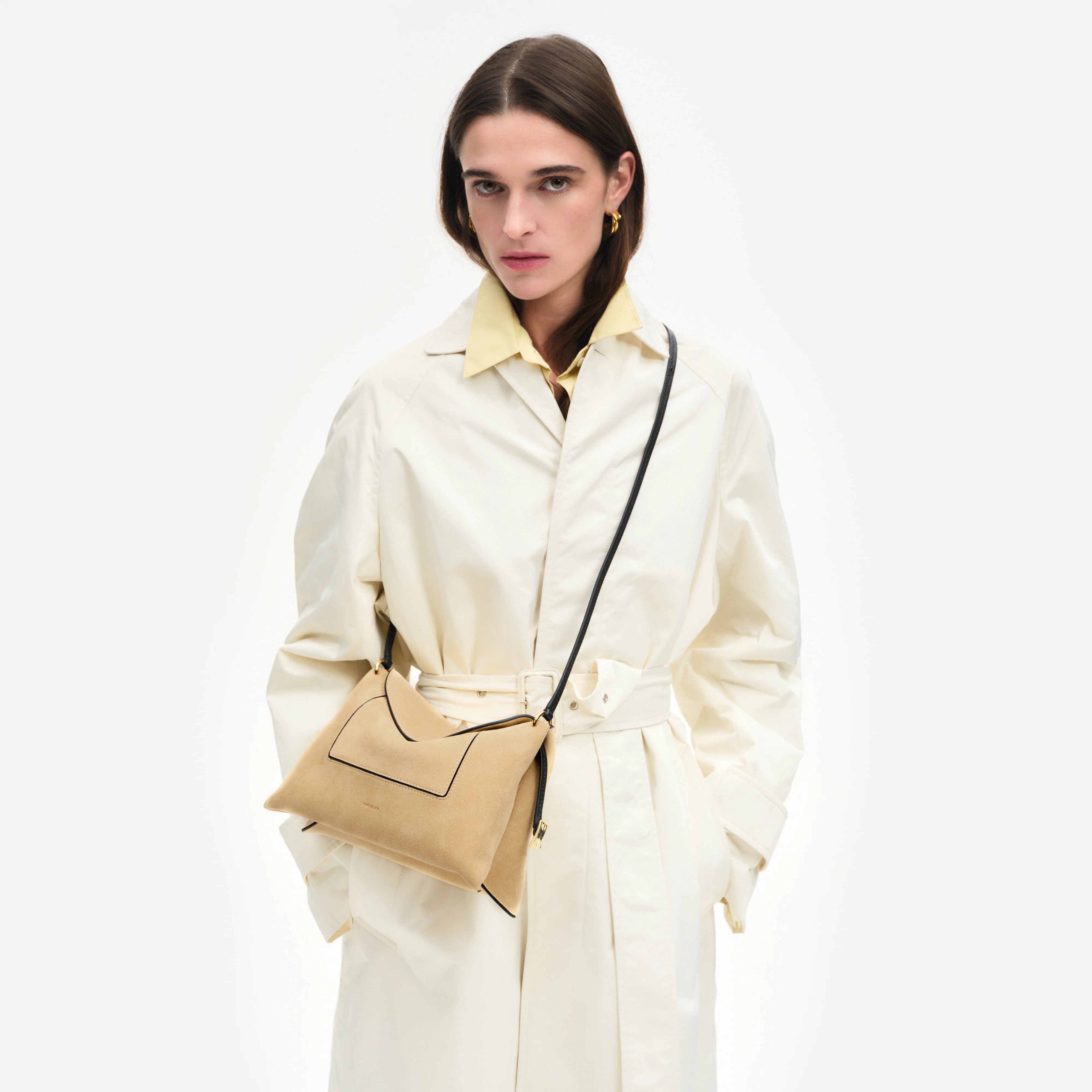 Penelope Slouch Bag - Beige Suede - Image 2