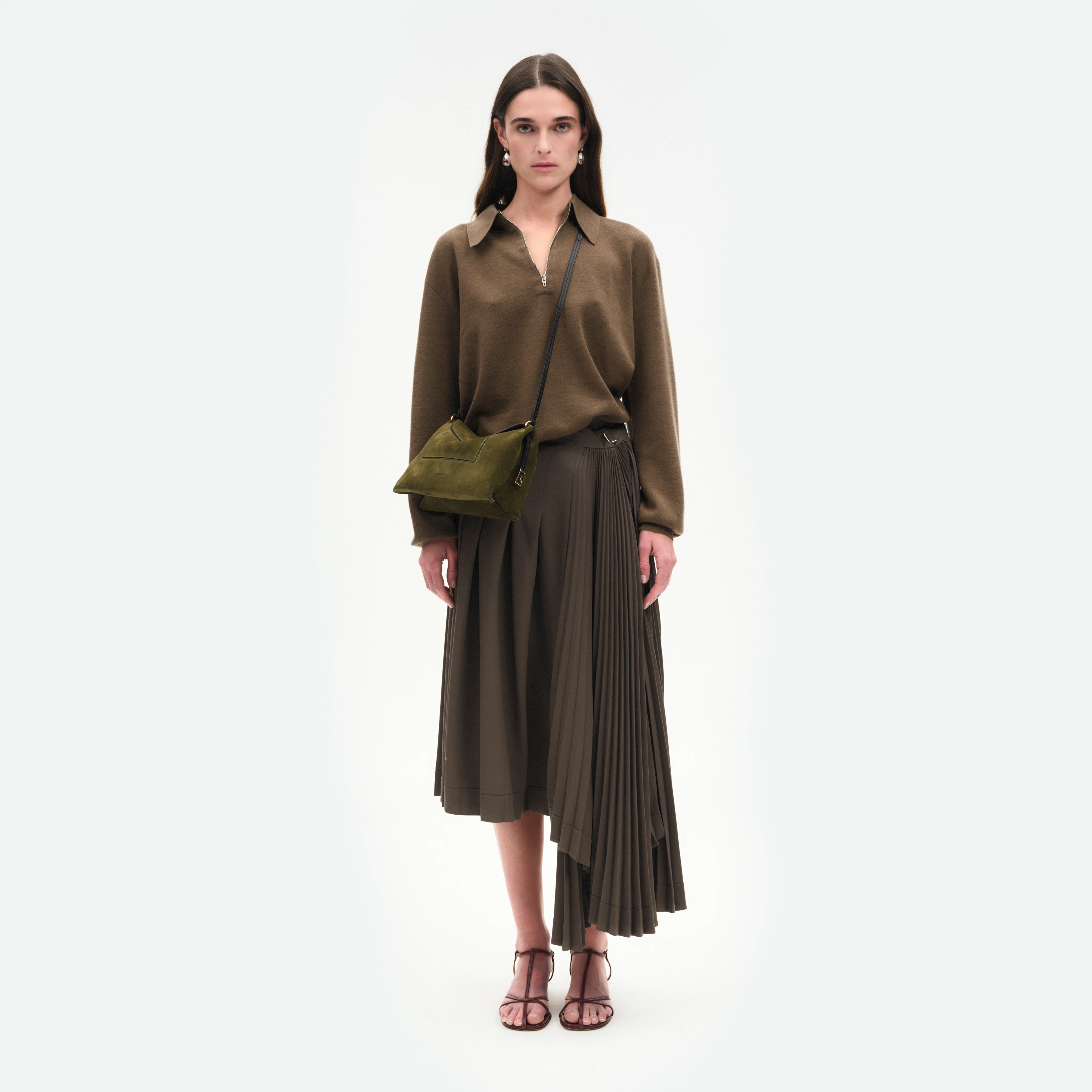 Penelope Slouch Bag - Olive Suede - Image 4
