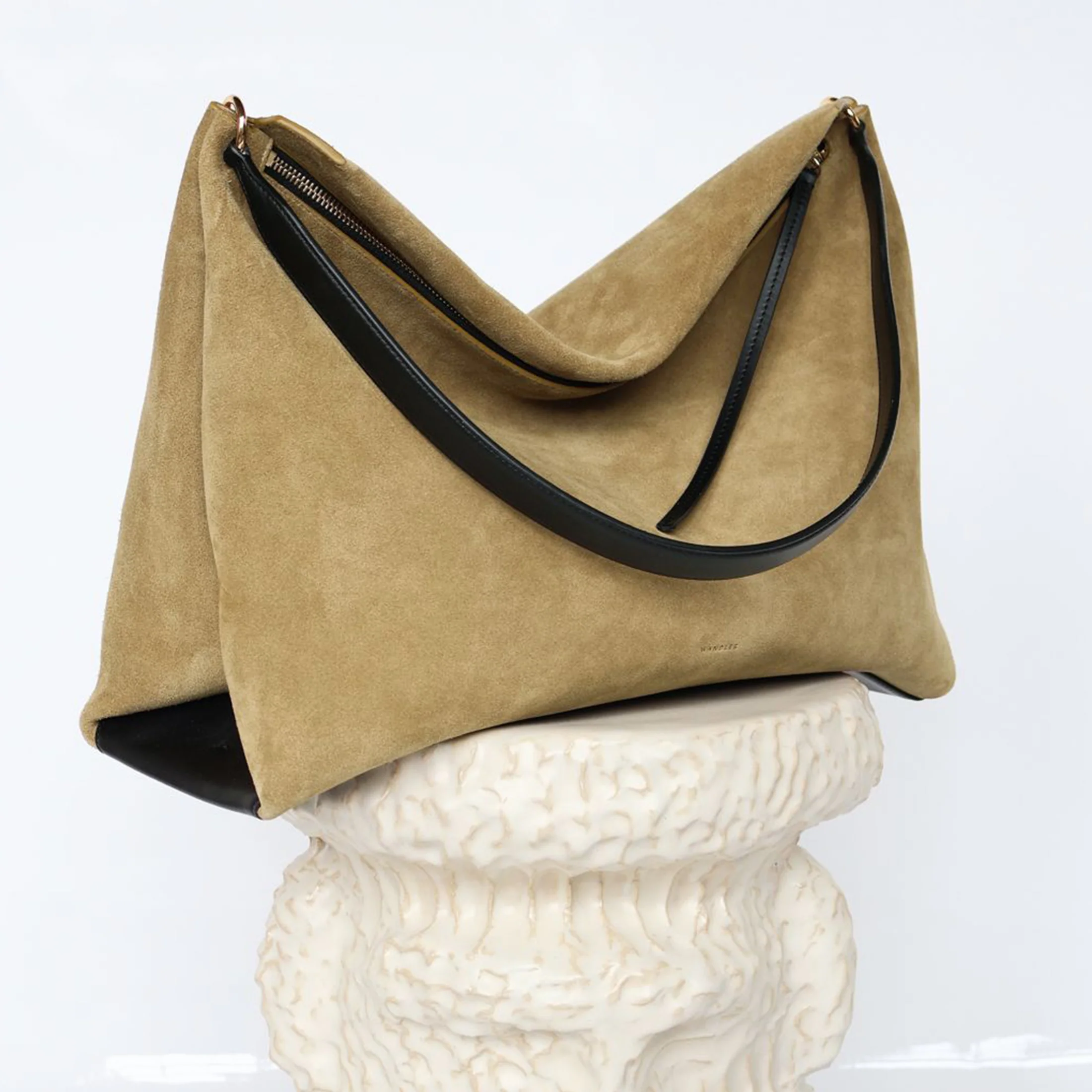 Penelope Tote - Khaki Suede / Black - Image 3